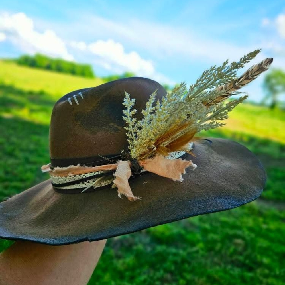 Upcycled Wide Brim Hat - Picture 4 of 4